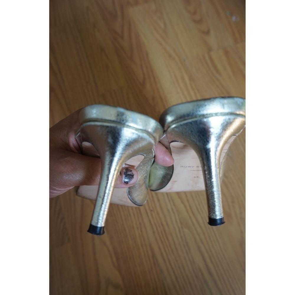 Kurt Geiger Mayfair Buckle Leather Pointed toe Heeled Mules in Silver Size 39 - Picture 7 of 8